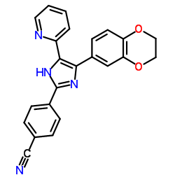4-[4-(2,3-Dihydro-1,4-benzodioxin-6-yl)-5-(2-pyridinyl)-1H-imidazol-2-yl]benzonitrile结构式