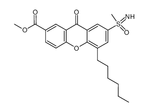 methyl 5-hexyl-7-(S-methylsulphonimidoyl)-9-oxo-9H-xanthene-2-carboxylate structure