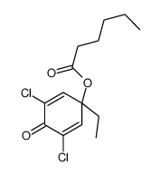 (3,5-dichloro-1-ethyl-4-oxocyclohexa-2,5-dien-1-yl) hexanoate结构式