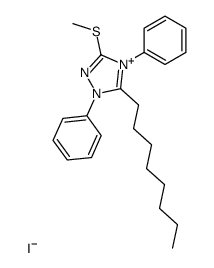 3-(methylthio)-5-octyl-1,4-diphenyl-1H-1,2,4-triazol-4-ium iodide结构式