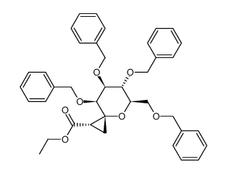 ethyl (1R,2'R)-2,3,4,6-tetra-O-benzylspiro[1,5-anhydro-D-mannitol-1,1'-cyclopropane]-2'-carboxylate Structure