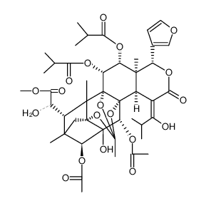 6-Hydroxy-15-[(Z)-1-hydroxy-2-methylpropylidene]-11α,12α-bis(2-methyl-1-oxopropoxy)phragmalin 3,30-diacetate Structure