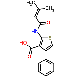 2-[(3-METHYLBUT-2-ENOYL)AMINO]-4-PHENYLTHIOPHENE-3-CARBOXYLIC ACID Structure