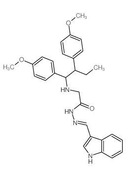 2-[1,2-bis(4-methoxyphenyl)butylamino]-N-(indol-3-ylidenemethyl)acetohydrazide结构式