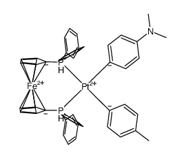 (1,1'-bis(diphenylphosphinoferrocene)Pt(C6H4-4-Me)(C6H4-4-NMe2)结构式