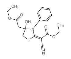 4-Thiazolidineaceticacid, 2-(1-cyano-2-ethoxy-2-oxoethylidene)-4-hydroxy-3-phenyl-, ethyl ester structure