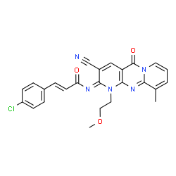 3-(4-chlorophenyl)-N-[3-cyano-1-(2-methoxyethyl)-10-methyl-5-oxo-1,5-dihydro-2H-dipyrido[1,2-a:2,3-d]pyrimidin-2-ylidene]acrylamide structure