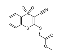 2-Cyano-3-(methoxycarbonyl-methylthio)-1,4-benzodithiin-1,1-dioxide Structure