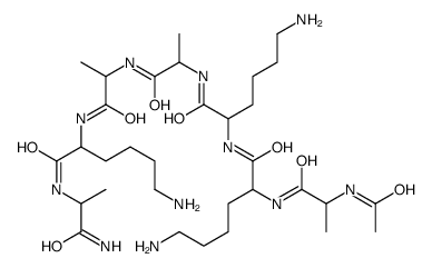 (2S)-2-[[(2S)-2-[[(2S)-2-[[(2S)-2-[[(2S)-2-[[(2S)-2-acetamidopropanoyl]amino]-6-aminohexanoyl]amino]-6-aminohexanoyl]amino]propanoyl]amino]propanoyl]amino]-6-amino-N-[(2S)-1-amino-1-oxopropan-2-yl]hexanamide结构式