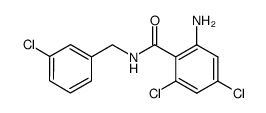 2-amino-4,6-dichloro-N-(3-chloro-benzyl)-benzamide结构式