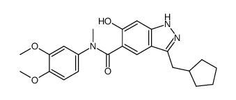 5-[N-(3,4-dimethoxyphenyl)-N-methylaminocarbonyl]-3-cyclopentylmethyl-6-hydroxy-1H-indazole结构式