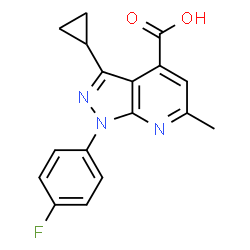 3-Cyclopropyl-1-(4-fluorophenyl)-6-methyl-pyrazolo[3,4-b]pyridine-4-carboxylic acid structure