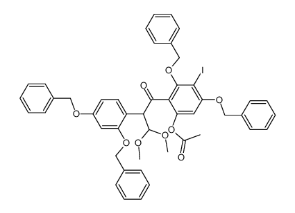 3,5-bis(benzyloxy)-2-(2-(2,4-bis(benzyloxy)phenyl)-3,3-dimethoxypropanoyl)-4-iodophenyl acetate Structure
