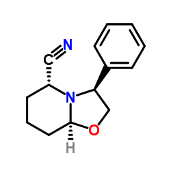 (3S,5R,8AS)-(+)-六氢-3-苯基-5H-噁唑并[3,2-A]吡啶-5-甲腈结构式