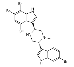 6,7-dibromo-3-<5-(6-bromoindol-3-yl)-4-methyl-2-piperazinyl>indol-4-ol Structure