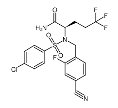 (R)-2-[4-chloro-N-(4-cyano-2-fluorobenzyl)phenylsulfonamido]-5,5,5-trifluoropentanamide结构式