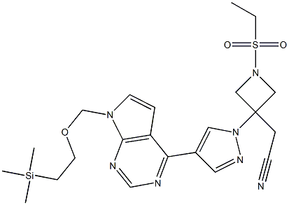 2-(1-(ethylsulfonyl)-3-(4-(7-((2-(trimethylsilyl)ethoxy)methyl)-7H-pyrrolo[2,3-d]pyrimidin-4-yl)-1H-pyrazol-1-yl)azetidin-3-yl)acetonitrile picture
