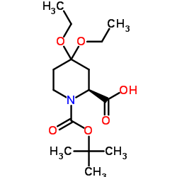 (2S)-4,4-Diethoxy-1-{[(2-methyl-2-propanyl)oxy]carbonyl}-2-piperidinecarboxylic acid Structure