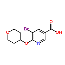 5-Bromo-6-(tetrahydro-2H-pyran-4-yloxy)nicotinic acid结构式