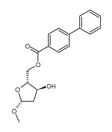 methyl 2-deoxy-5-O-(4-phenylbenzoyl)-β-D-erythro-pentofuranoside结构式