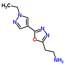 1,3,4-Oxadiazole-2-ethanamine, 5-(1-ethyl-1H-pyrazol-4-yl)- Structure