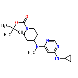 4-[(6-Cyclopropylamino-pyrimidin-4-yl)-Methyl-amino]-piperidine-1-carboxylic acid tert-butyl ester结构式
