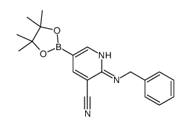 2-(benzylamino)-5-(4,4,5,5-tetramethyl-1,3,2-dioxaborolan-2-yl)pyridine-3-carbonitrile结构式