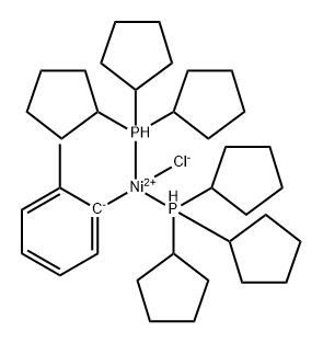 trans-Bis(tricyclopentylphosphine)(2-methylphenyl)nickel(II) chloride Structure