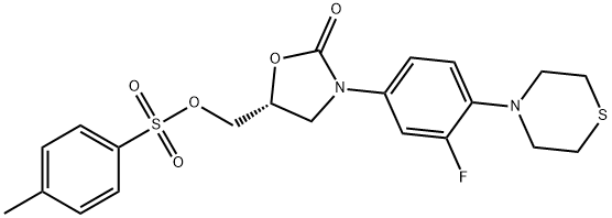 (R)-(3-(3-氟-4-硫代吗啉代苯基)-2-氧代恶唑烷-5-基)甲基4-甲基苯磺酸盐结构式