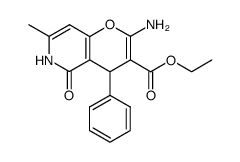 ethyl 2-amino-5,6-dihydro-7-methyl-5-oxo-4-phenyl-4H-pyrano[3,2-c]pyridine-3-carboxylate结构式