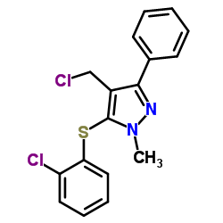 4-(Chloromethyl)-5-[(2-chlorophenyl)sulfanyl]-1-methyl-3-phenyl-1H-pyrazole结构式