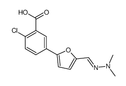2-chloro-5-[5-[(E)-(dimethylhydrazinylidene)methyl]furan-2-yl]benzoic acid Structure