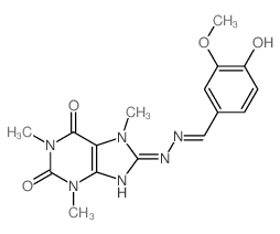 Benzaldehyde,4-hydroxy-3-methoxy-,2-(2,3,6,7-tetrahydro-1,3,7-trimethyl-2,6-dioxo-1H-purin-8-yl)hydrazone structure