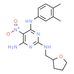 N~4~-(3,4-dimethylphenyl)-5-nitro-N~2~-(tetrahydrofuran-2-ylmethyl)pyrimidine-2,4,6-triamine结构式