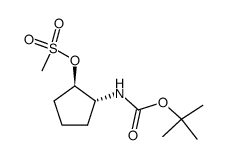 (1R,2R)-2-(N-t-butyloxycarbonylamino)-cyclopentan-1-methyl sulfonate结构式
