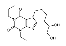 7-(5,6-dihydroxyhexyl)-3-ethyl-1-propylpurine-2,6-dione结构式