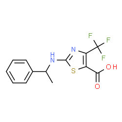 2-[(1-Phenylethyl)amino]-4-(trifluoromethyl)-1,3-thiazole-5-carboxylic acid structure