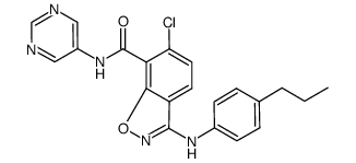 6-chloro-3-(4-propylphenylamino)-N-(pyrimidin-5-yl)benzo[d]isoxazole-7-carboxamide结构式