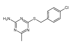 4-((4-chlorobenzyl)thio)-6-methyl-1,3,5-triazin-2-amine Structure