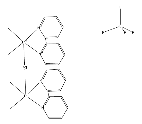 {(platinum(methyl)2(2,2'-bipyridine))silver}BF4 Structure