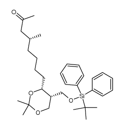 (4R,9R,10S)-10-(tert-Butyldiphenylsilyloxymethyl)-9,10-isopropylidenedioxy-4-methyl-2-undecanone结构式