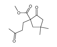 4,4-Dimethyl-2-oxo-1-(3-oxo-butyl)-cyclopentanecarboxylic acid methyl ester结构式