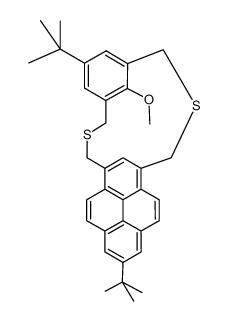 syn-6,17-di-tert-butyl-9-methoxy-2,11-dithia(3)metacyclo(3)(1,3)pyrenophane Structure