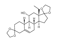 13β-ethyl-11α-hydroxygon-5-ene-3,17-dione-3,17-diethylene ketal Structure