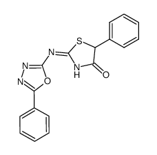 5-phenyl-2-((5-phenyl-1,3,4-oxadiazol-2-yl)imino)thiazolidin-4-one结构式
