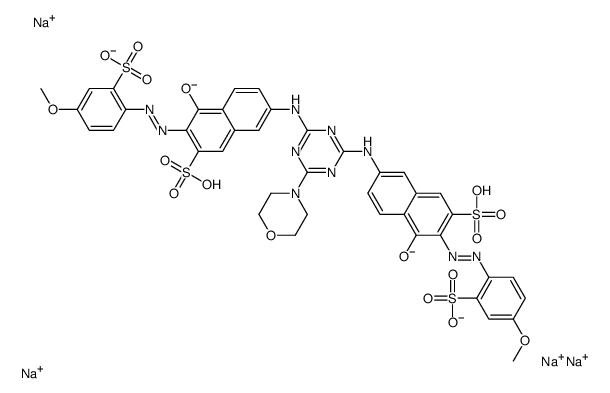 tetrasodium 7,7'-[[6-(morpholin-4-yl)-1,3,5-triazine-2,4-diyl]diimino]bis[4-hydroxy-3-[(4-methoxy-2-sulphonatophenyl)azo]naphthalene-2-sulphonate] Structure