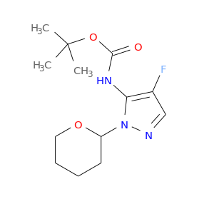 tert-butyl N-(4-fluoro-2-tetrahydropyran-2-yl-pyrazol-3-yl)carbamate结构式