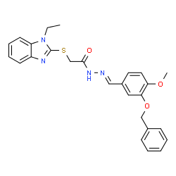 N'-{(E)-[3-(benzyloxy)-4-methoxyphenyl]methylidene}-2-[(1-ethyl-1H-benzimidazol-2-yl)sulfanyl]acetohydrazide结构式