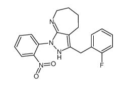 3-[(2-fluorophenyl)methyl]-1-(2-nitrophenyl)-4,5,6,7-tetrahydro-2H-pyrazolo[3,4-b]azepine结构式