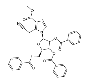 methyl 5-(cyanomethyl)-1-(2,3,5-tri-O-benzoyl-β-D-ribofuranosyl)imidazole-4-carboxylate Structure